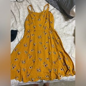 yellow flower flowy dress